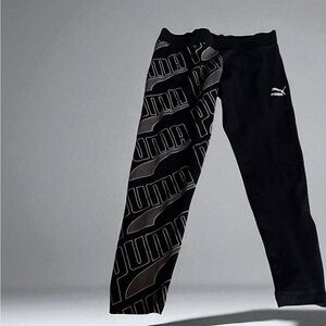 Puma Ladies Black and White Graphic Leggings